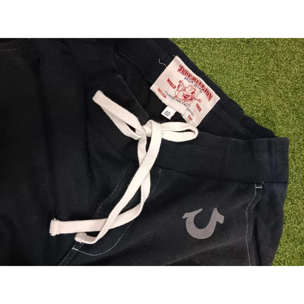 True Religion World Tour Jogger Pants‎ Mens Medium Black Tapered Leg Drawstring